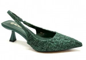 Scarpe décolleté slingback verdi (green) donna ragazza tacco medio Kitten Heels - Foto 1 di 4