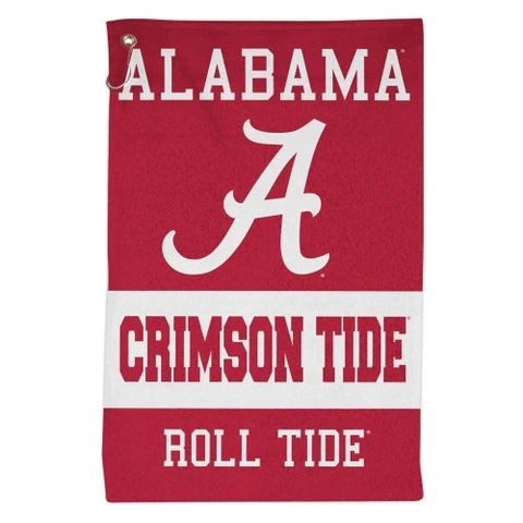 ALABAMA CRIMSON TIDE ALL PURPOSE GOLF TAILGATE TOWEL 16"X25" HOOK AND GROMMET Cover
