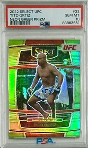 2022 Panini Select UFC #22 Tito Ortiz Neon Green Prizm #04/49 PSA 10 - LOW POP - Picture 1 of 8