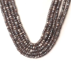 Brown Moonstone Gemstone Beads Faceted Rondelle Shape 13 Inch Strand 4-6 MM - Picture 1 of 6