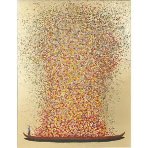 Bild Ölbild Touched Flower Boat Gold Rot 100 x 80 cm Kare Design 65736 - Bild 1 von 4