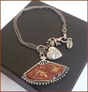 VINTAGE NEW PILGRIM BRACELET SWAROVSKI CRYSTAL ENAMEL SILVER CHAIN HEART LOCKET - Picture 1 of 1