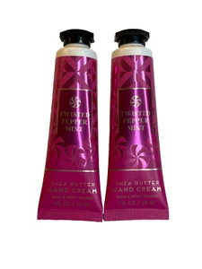 Lot 2 Bath & Body Works TWISTED PEPPERMINT Shea Butter Hand Cream 1 fl oz/29ml - Picture 1 of 6