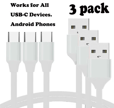 3Pcs USB C Type-C Fast Charging Data Sync Charger Cable Cord S22 21 20 10 Note 9 - Image 1 of 4