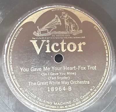 Pre-War Great White Way Orch 1923 G+ 78 RPM 10 in Victor 18964 Shellac To-morrow Foto 1 de 4