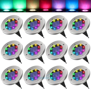 MULTICOLOR Solar In Ground Lights Outdoor LED Buried Lamp Lawn Garden Pathway US - Picture 1 of 28