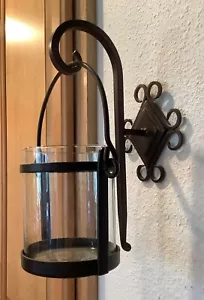 Pottery Barn Linea Hanging Lantern Hurricane Candle Holder Rubbed Bronze - Picture 1 of 4