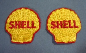 Pair Mini SHELL OIL Embroidered Iron - On Uniform-Jacket Patches 1 3/8" - Picture 1 of 2