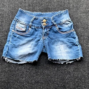 DIESEL Denim Cutoff Shorts Distressed Frayed Hem High Waist Gold Button 23" - Picture 1 of 12