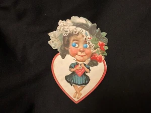 Vintage Lady with Bonnet Plastic Eyes Valentine Card early 1900s Tuck Unsigned - Picture 1 of 4