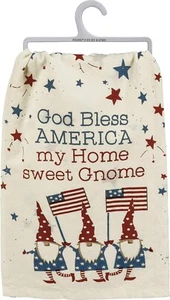 Primitives by Kathy GNOME Dish Towel God Bless America My Home Sweet Gnome NEW - Picture 1 of 2