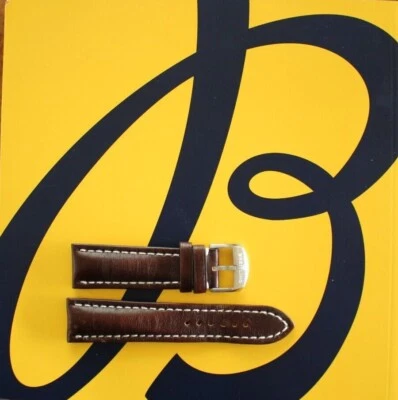 BREITLING 496X 24-20 MARRÓN ACEITADO LENGÜETA DE PANTORRILLA HEBILLA CORREA DE RELOJ CORREA DE RELOJ Foto 1 de 4