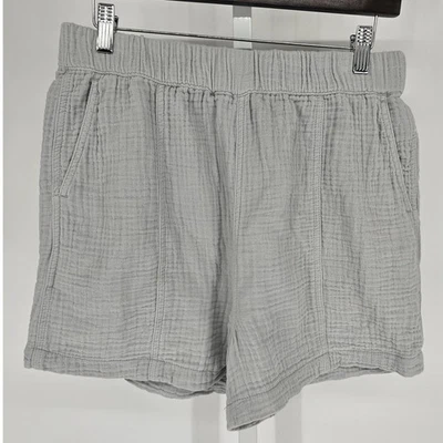 Pantalones Cortos Madewell de Algodón de Gasa para Mujer Medianos Fácil de Poner 3 Pulgadas Gris Foto 1 de 4
