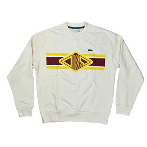 Mens Lacoste Sweatshirt Light Beige Pullover Round Neck With Logo - Size L - Picture 1 of 6