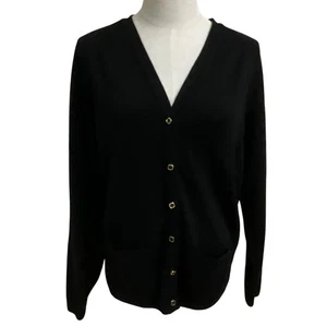 EWM Pure Wool Cardigan Womens Medium Button Front Long Sleeve Classic Knit - Picture 1 of 6