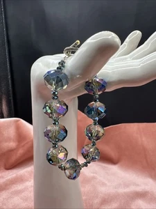 Vtg Czech Crystal Nine Beads Irisdecent Bracelet. See pics. - Picture 1 of 14