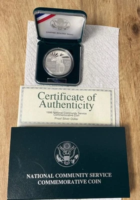 1996S National Community Service Medal Proof Silver Dollar w/COA and OGP - Image 1 of 2