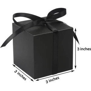 Pack of 25 - Black Paper Gift Boxes 3"x3"x3" with Ribbons - Picture 1 of 6