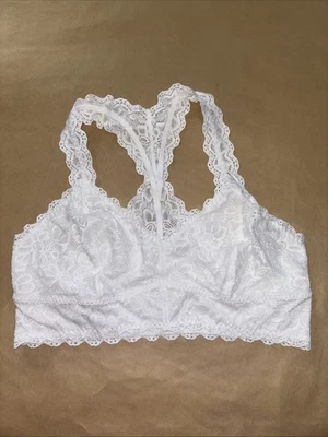 Sujetador Felina C3995 Blanco Floral Espalda Corredora Inalámbrico Encaje Bralette Para Mujer Talla L Foto 1 de 4