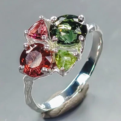 Handmade 4 ct+ Natural Tourmaline Ring 925 Sterling Silver Size 8 /R439827 - Image 1 of 4