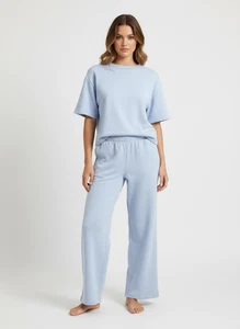 SKIMS Cotton Fleece Straight Leg Pant Women s 3X Periwinkle Relaxed Fit Soft - Picture 1 of 8