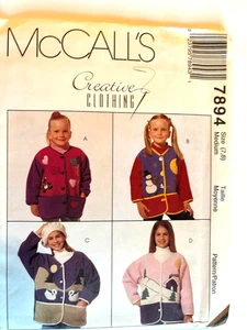 Girl's Sewing Pattern Jacket Sweater McCall's 7894 Size 7, 8 New Uncut - Picture 1 of 2