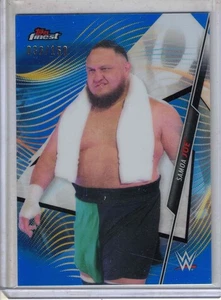 2020 TOPPS Finest WWE RAW Wrestling Samoa Joe BLUE Refractor /150 card #30 - Picture 1 of 2