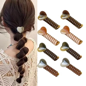 8Pcs Heart Design Ponytail Elastic Spiral Holder Hair Bands Rubber Ties Bundl... - Picture 1 of 7