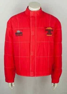 Vintage Parmalat F1 Racing Mens Jacket Small Red Formula 1 Resin Coated - Picture 1 of 9
