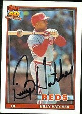 Billy Hatcher autographed Baseball Card (Cincinnati Reds) 1991 Topps #604