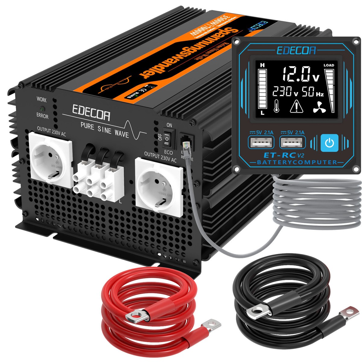 Inverter 12V To 230V 200W - 2 Prese AC, 4 USB, Convertitore Per Auto E Campeggio, LCD - Foto 7