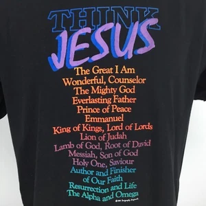 T-shirt vintage taglia grande Christian Jesus Omega Messia rialzata grafica gonfia - Foto 1 di 8