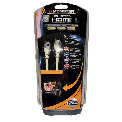 Monster High Speed HDMI Cable 6ft Long 10.2 Gbps 24k Gold Contacts 122915 - Image 1 of 4