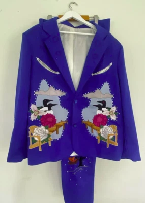 Traje de vaquero occidental nudie bordado floral a medida de 2 piezas para hombre cóctel graduación Foto 1 de 4