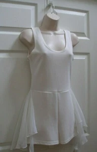 Women's Small Vintage Bodysuit White Dancewear Sheer Fabric Waist Overlay New - Picture 1 of 11