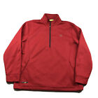 Izod Sweatshirt Mens Large Red Fleece PerformX 1/4 Zip Mock Neck Long Sleeves