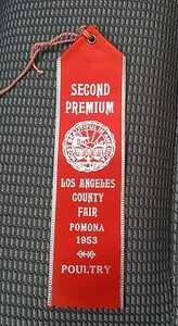 Feria del Condado de Los Ángeles 1953 cinta roja premio avícola premium - Imagen 1 de 1