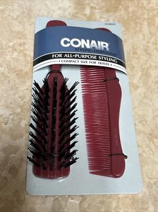 Conair All Purpose Styling Nylon 2 Pieces Brush & Comb Set Plum Vintage Travel - Picture 1 of 6