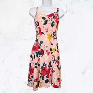 Vestido sin mangas antiguo azul marino rosa claro floral primavera verano - Imagen 1 de 6