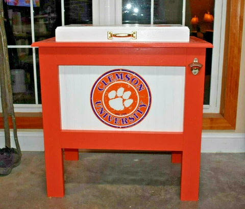 Clemson Tigers Standing Pallet 48 Quart Cooler Hand-Built Cover