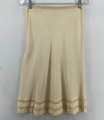 Falda interior S línea A midi ribete de encaje cintura alta cintura elástica marfil vintage Foto 1 de 4