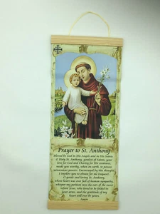 Prayer to St Anthony, Image w/prayer Canvas Wall Print,10"x25" - Picture 1 of 4