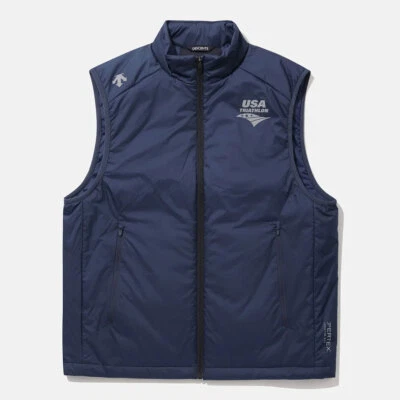 DESCENTE Mens USAT LIGHTWEIGHT DOWN VEST SQ123IPV11 NAVY M-XL ASIAN FIT - Image 1 of 4