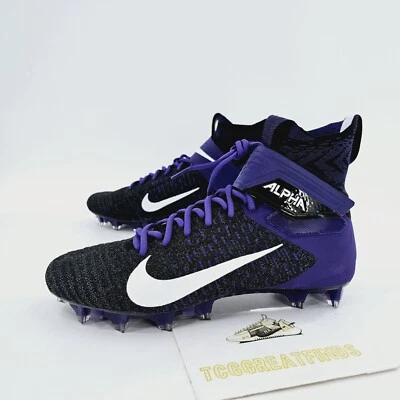 Nike Alpha Menace Elite 2 Flyknit Mens Size 12 Purple Football Cleats Black NEW - Image 1 of 4