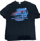 Authentique chemise à manches courtes noire Route 66 design bleu et rouge taille X-large EUC