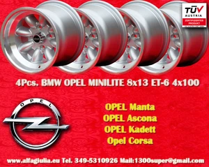 4 pcs. Cerchi OPEL Minilite 8x13 ET-6 4x100 Wheels Felgen Jantes - Foto 1 di 24