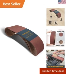 3er Pack 6 x 48 Zoll Aluminiumoxid Schleifbänder, 80er Körnung für glatte Oberflächen - Bild 1 von 9