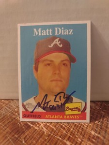 Matt Diaz Autographed 2007 Topps Heritage Signed Baseball Card #355 Braves