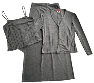 Ross Mayer 3-Piece Set Womens size 8 Grey Tank Cardigan Sweater Maxi ALine Skirt - Picture 1 of 20