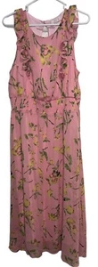 Adyson Parker Midikleid rosa abstrakt Blumen ärmellos gerafft Damen L - Bild 1 von 9